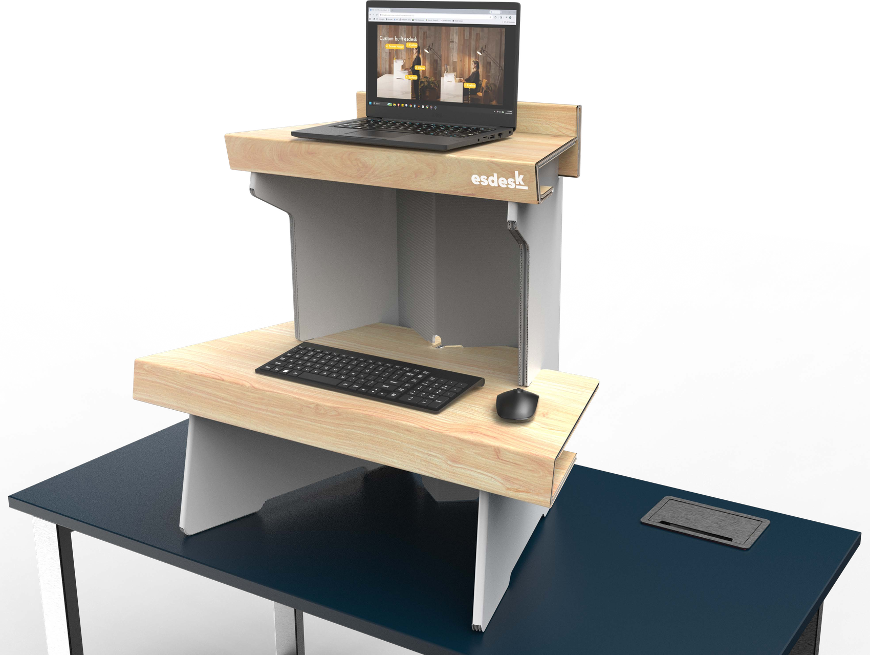 Esdesk standing desk on a desktop